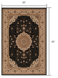 5’ Round Black and Beige Embellished Area Rug