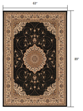 5’ x 8’ Black and Beige Embellished Area Rug