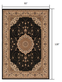 8’ x 11’ Black and Beige Embellished Area Rug