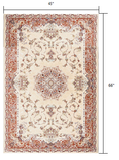 4’ x 6’ Cream Rose Traditional Pattern Area Rug