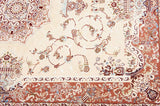 5’ Round Cream Rose Traditional Pattern Area Rug