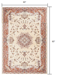 5’ Round Cream Rose Traditional Pattern Area Rug