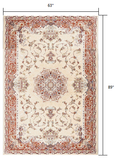 5’ x 8’ Cream Rose Traditional Pattern Area Rug