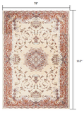 7’ x 9’ Cream Rose Traditional Pattern Area Rug