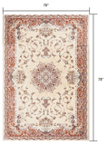 7’ Round Cream Rose Traditional Pattern Area Rug