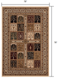 7’ Round Cream Traditional Decorative Area Rug