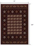 3’ x 15’ Red Eclectic Geometric Pattern Runner Rug