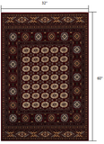 3’ x 5’ Red Eclectic Geometric Pattern Area Rug