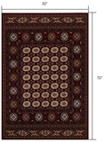 3’ x 6’ Red Eclectic Geometric Pattern Area Rug