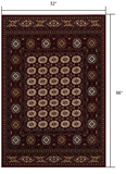 3’ x 8’ Red Eclectic Geometric Pattern Runner Rug