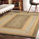 4’ x 6’ Tan and Beige Bordered Area Rug