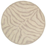 Round Taupe Zebra Pattern Area Rug