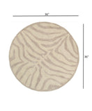 3’ Round Taupe Zebra Pattern Area Rug