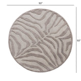 8’ Round Taupe Zebra Pattern Area Rug