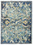 4’ x 6’ Blue and White Jacobean Pattern Area Rug