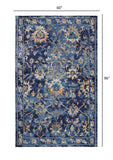 5’ x 8’ Blue and Gold Jacobean Area Rug