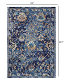 8’ x 10’ Blue and Gold Jacobean Area Rug
