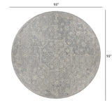 8’ Round Gray Floral Finesse Area Rug