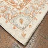 9’ x 12’ Orange and Ivory Medallion Area Rug