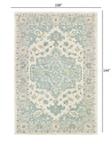 9’ x 12’ Turquoise and Cream Medallion Area Rug