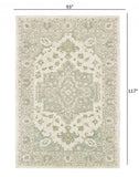 8’ x 10’ Green and Cream Medallion Area Rug