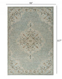 8’ x 10’ Blue and Beige Flor Medallion Area Rug