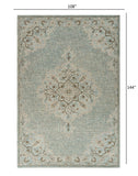 9’ x 12’ Blue and Beige Flor Medallion Area Rug