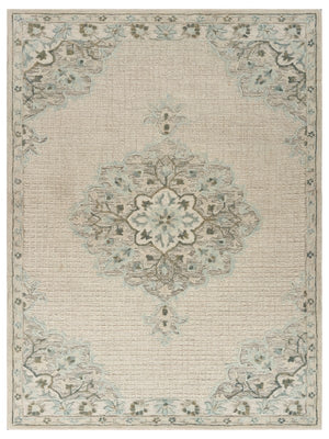 8’ x 10’ Ivory Distressed Floral Area Rug