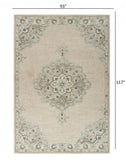 8’ x 10’ Ivory Distressed Floral Area Rug