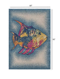 5’ x 8’ Blue Coral Fish Indoor Outdoor Scatter Rug