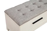 Nova Bench in Elegant Chalk White - Fully Assembled Mahogany with Tufted Cushion & Dovetail Drawers