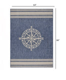 5’ x 7’ Navy Nautical Indoor Outdoor Area Rug