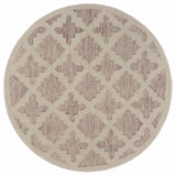 4’ Round Blush Pink Floral Lattice Area Rug