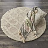 4’ Round Blush Pink Floral Lattice Area Rug