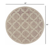 4’ Round Blush Pink Floral Lattice Area Rug