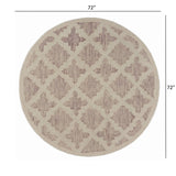 6’ Round Blush Pink Floral Lattice Area Rug