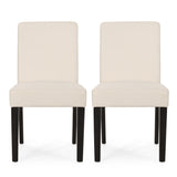 Kuna Contemporary Upholstered Dining Chair, Beige and Espresso Noble House