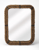 Darby Rectangular Rope Wall Mirror - Nautical Iron Frame for Seaside Charm in Any Room Decor