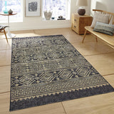 8’ x 10’ Black Geometric Indoor Outdoor Area Rug