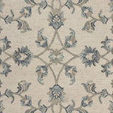 5’ Round Beige and Blue Filigree Area Rug