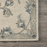 5’ x 7' Beige and Blue Filigree Area Rug