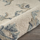 7’ x 9' Beige and Blue Filigree Area Rug