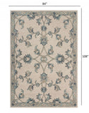 7’ x 9' Beige and Blue Filigree Area Rug