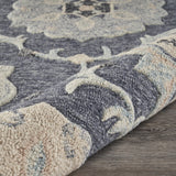 5’ Round Gray Floral Trellis Area Rug