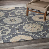 7’ x 9’ Gray Floral Trellis Area Rug