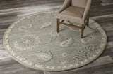 5’ Round Light Gray Floral Area Rug