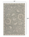 7’ x 9' Light Gray Floral Area Rug