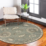 7’ Round Light Gray Floral Area Rug