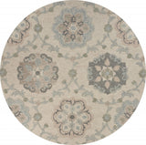 5’ Round Ivory Intricate Floral Area Rug