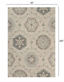 7’ x 9' Ivory Intricate Floral Area Rug